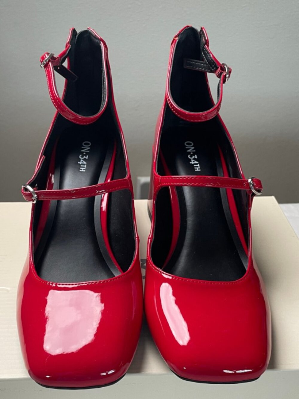 ON 34th Women's Red Block Chunky Heel Tonii, 8.5